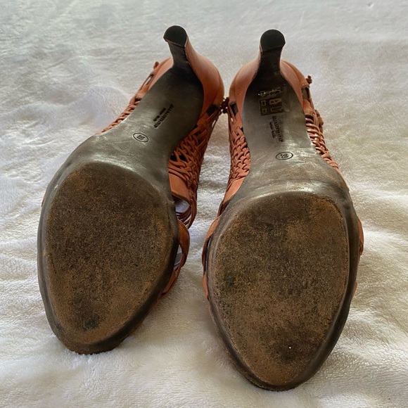 All Saints Tain Platform Weaved Leather Heels - Picture 9 of 11